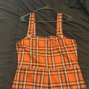 NWOT Plaid Boohoo Pinafore Dress